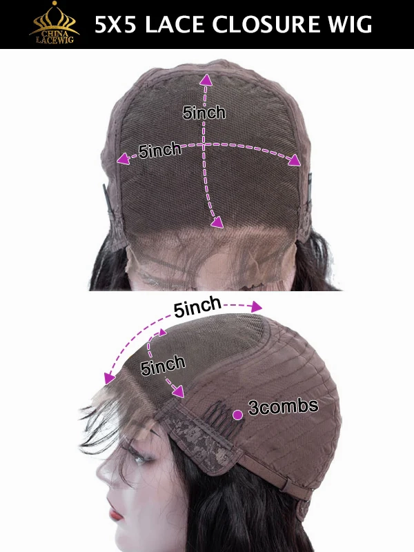 Chinalacewig Custom Wig 100% Human Virgin Hair 5x5 HD Lace Wig BOB With Bang High End Wig Custom06