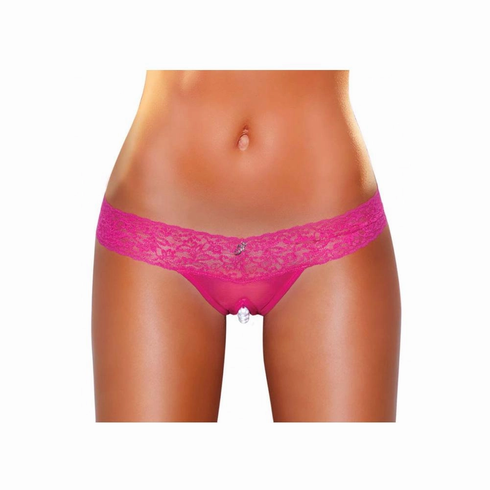 Crotchless Stimulating Panties With Pearl Pleasure Beads