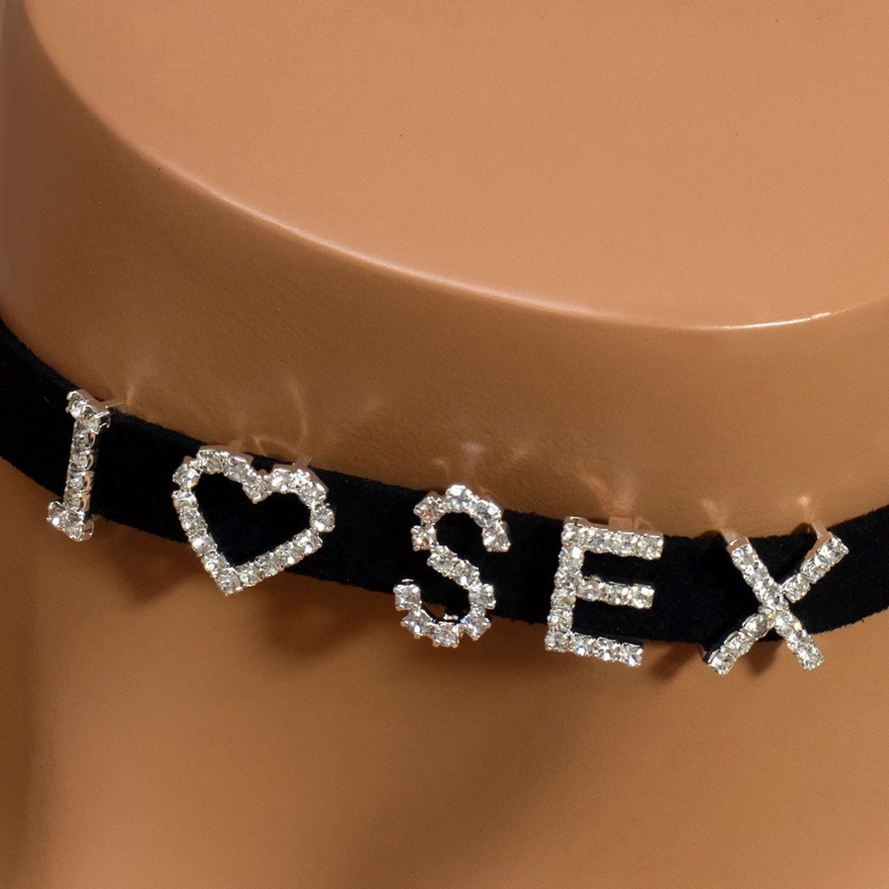 Crystal Avenue Diamante I Heart Sex Choker