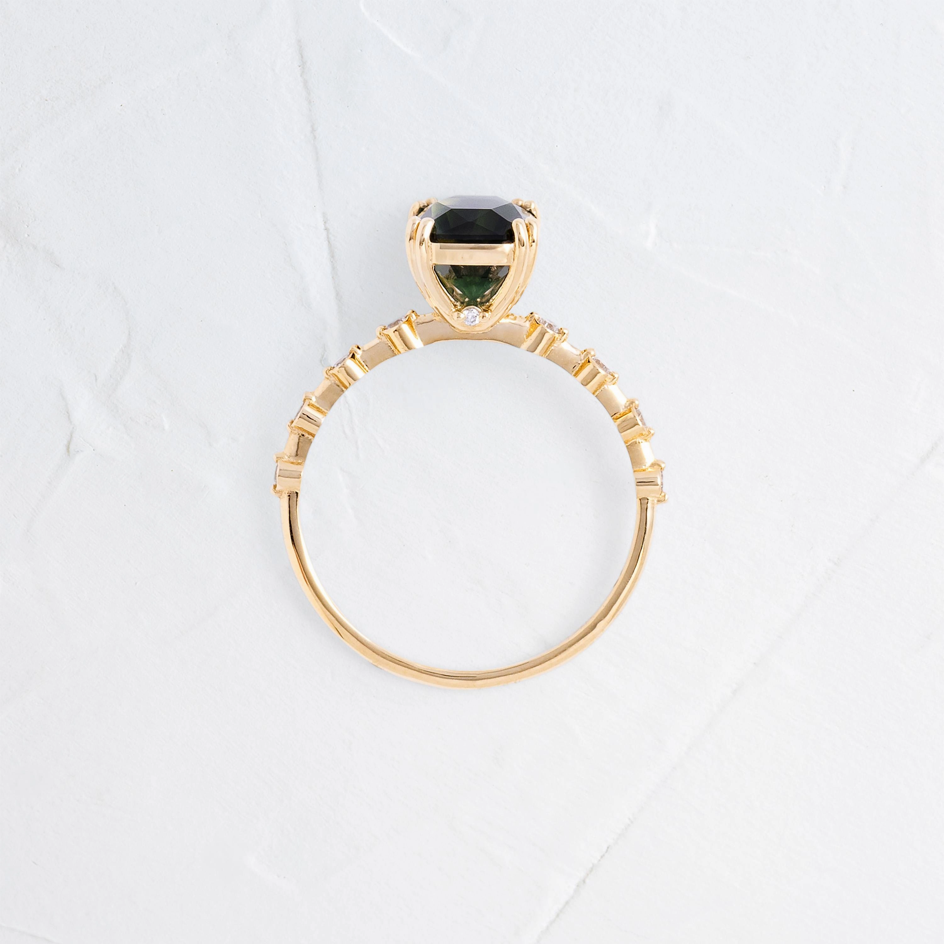 Distance Ring, 2.38ct. Dark Bluish-Green Thai Sapphire