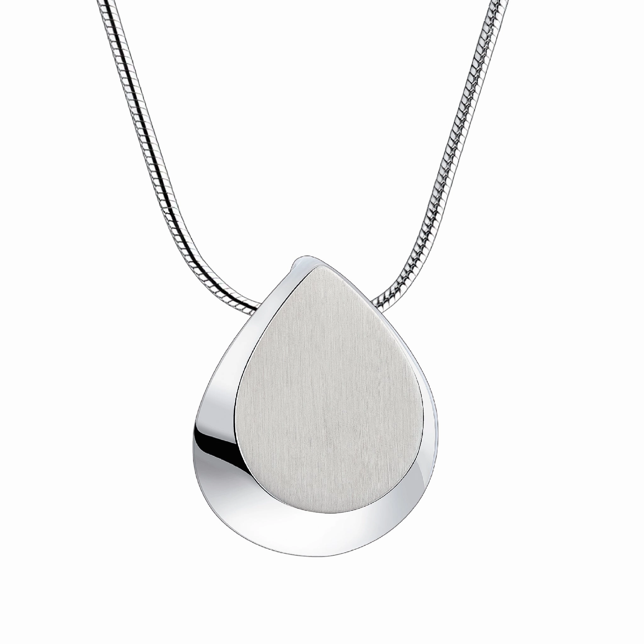 Drop Ashes Pendant Polished & Brushed Silver