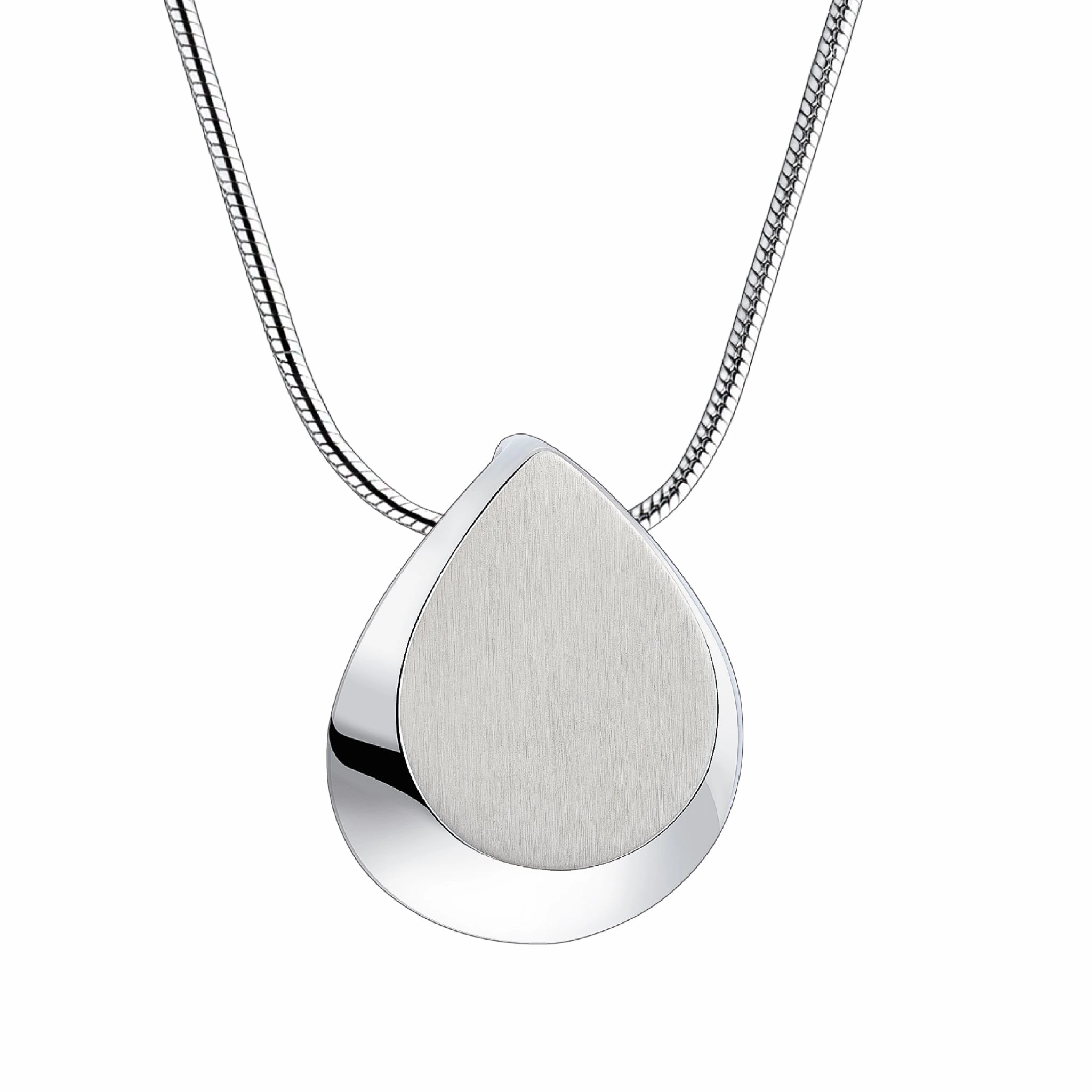 Drop Ashes Pendant Polished & Brushed Silver