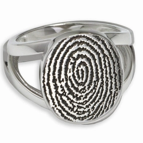 Elegant Oval Personalized Print Memorial Ring