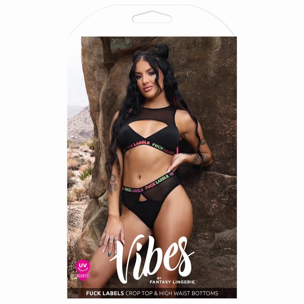 Fantasy Lingerie Vibes Fuck Labels Keyhole Crop Top & Panty