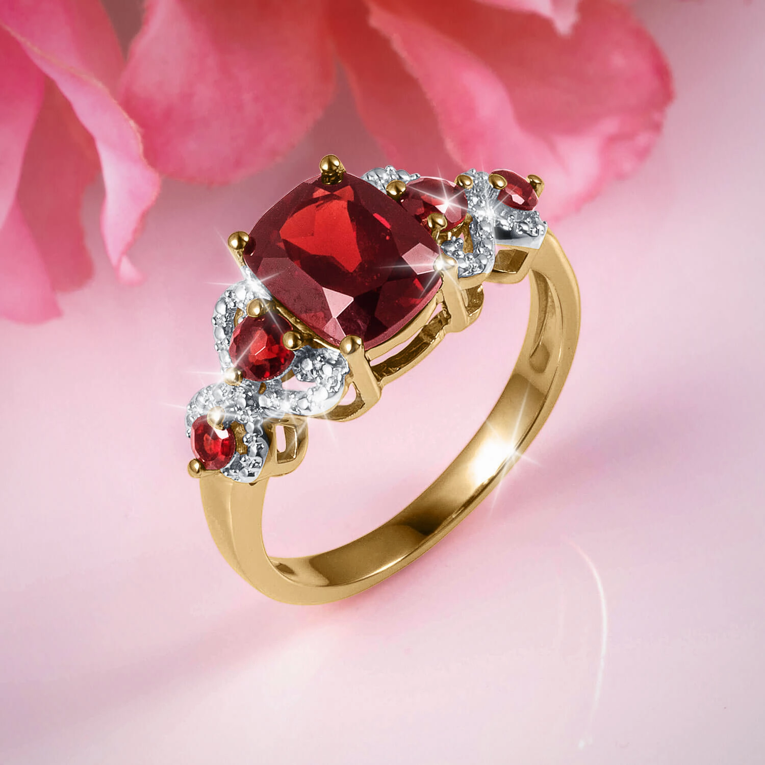 Garnet Twist Ladies Ring
