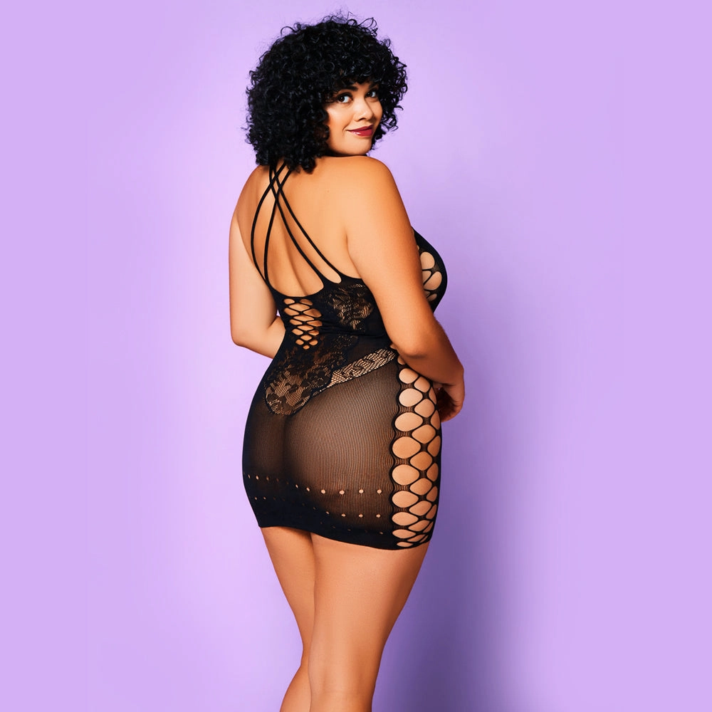Glitter Innocent Touch Criss-Cross Cutout Halter Chemise - Curvy