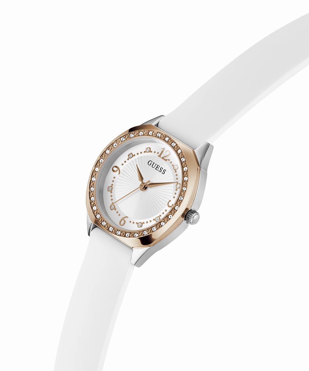 GUESS Ladies White 2-Tone Analog Watch