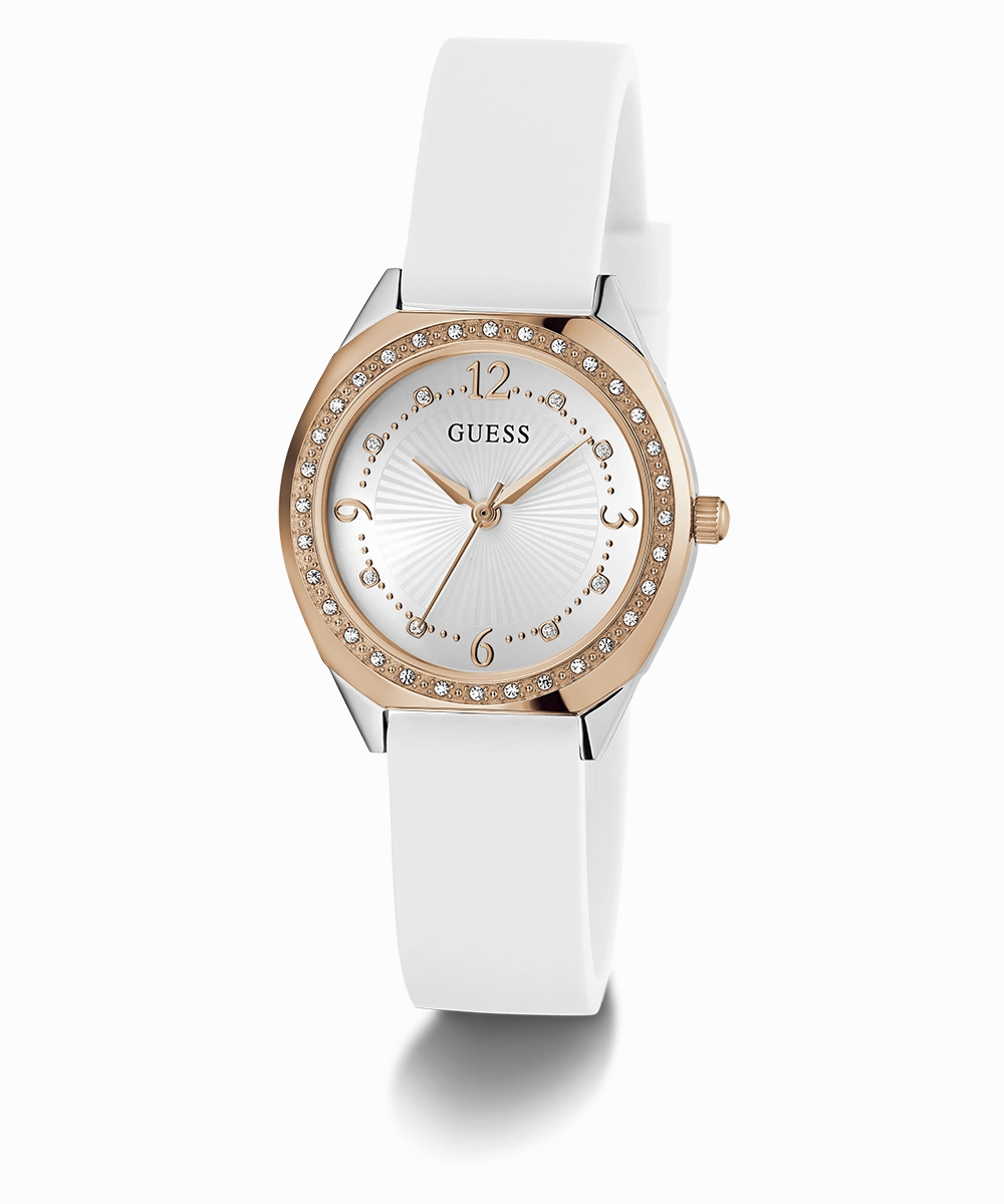 GUESS Ladies White 2-Tone Analog Watch