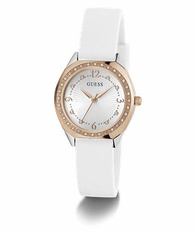 GUESS Ladies White 2-Tone Analog Watch