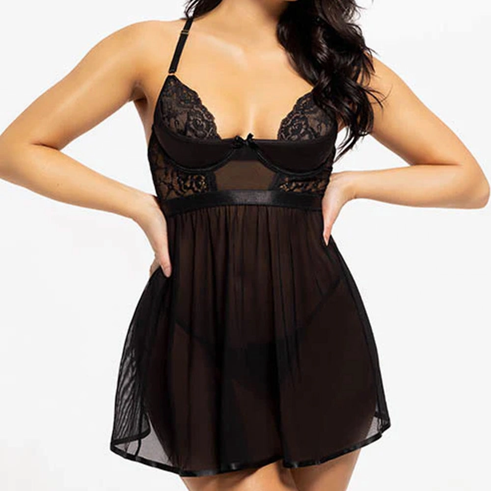 House of Desire Natasha Open-Back Babydoll & G-String