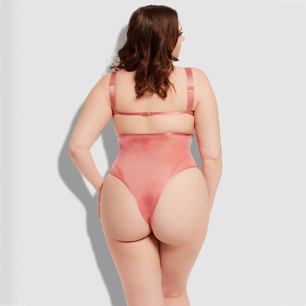House of Desire Yvonne Sheer Layered Mesh Bra Bodysuit - Curvy