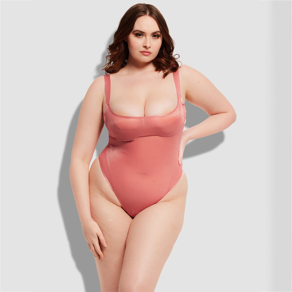 House of Desire Yvonne Sheer Layered Mesh Bra Bodysuit - Curvy