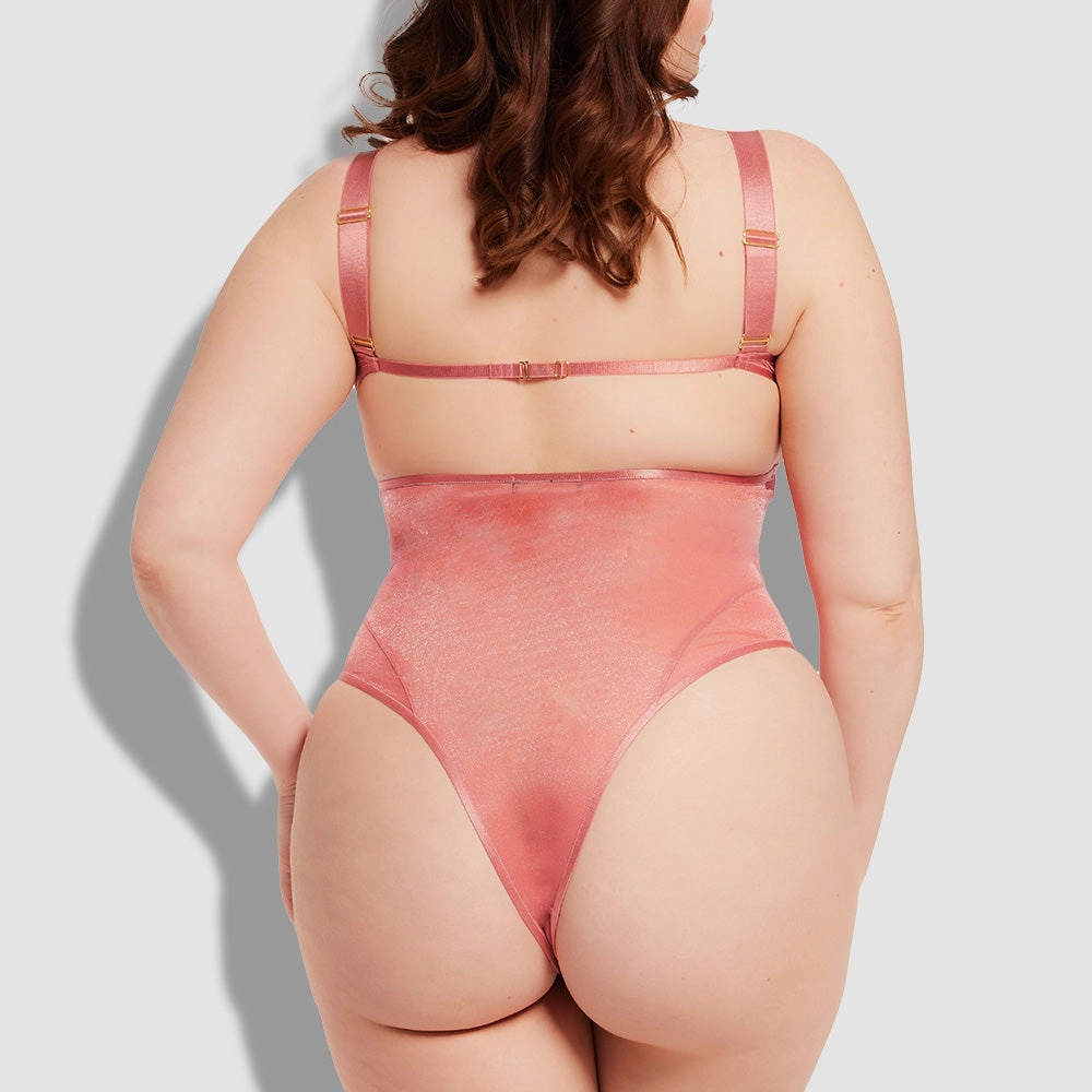 House of Desire Yvonne Sheer Layered Mesh Bra Bodysuit - Curvy