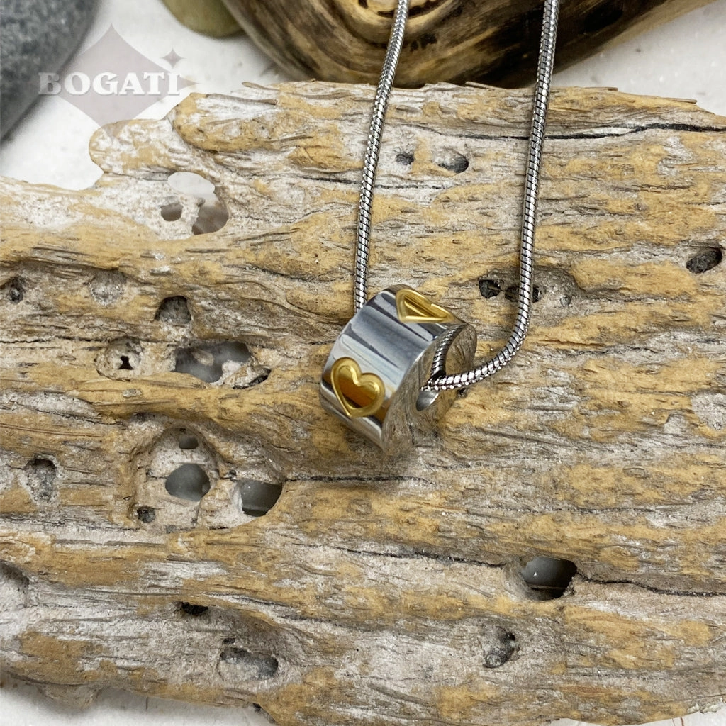 J-053- Four Hearts Charm Bead - Pendant with Chain