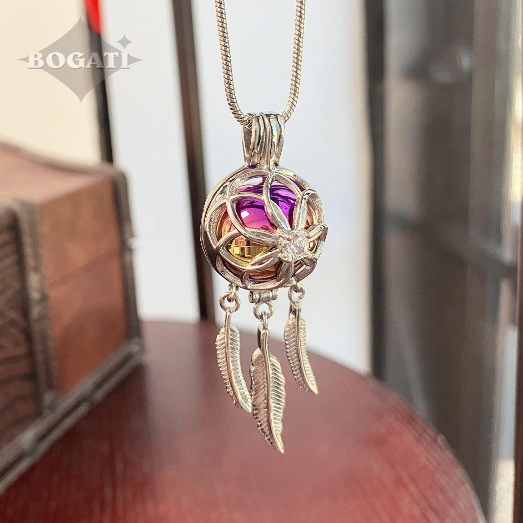 J-1516 - Dream Catcher Locket - Pendant with Chain