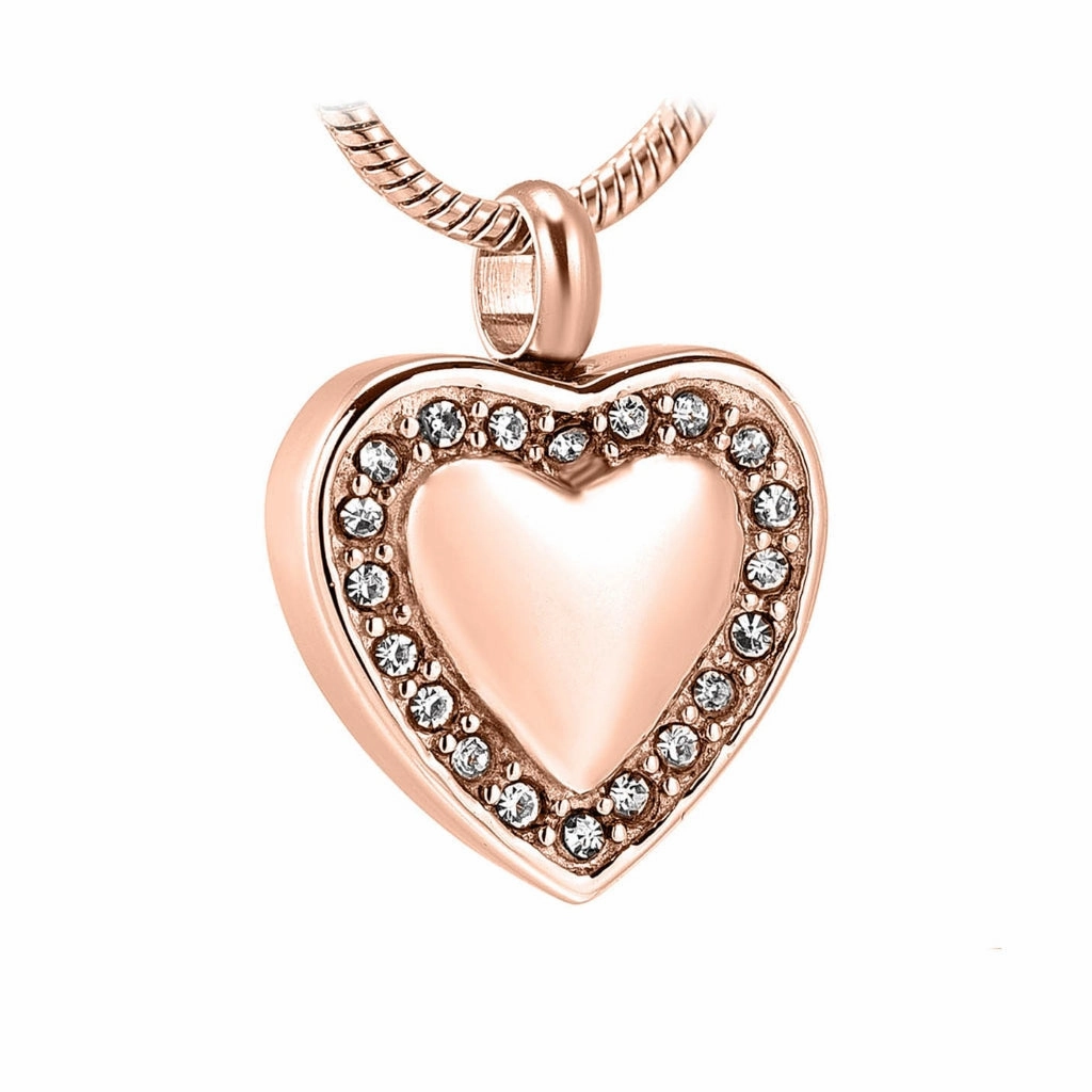 J-754- Heart with Rhinestones - Pendant with Chain