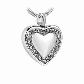 J-754- Heart with Rhinestones - Pendant with Chain