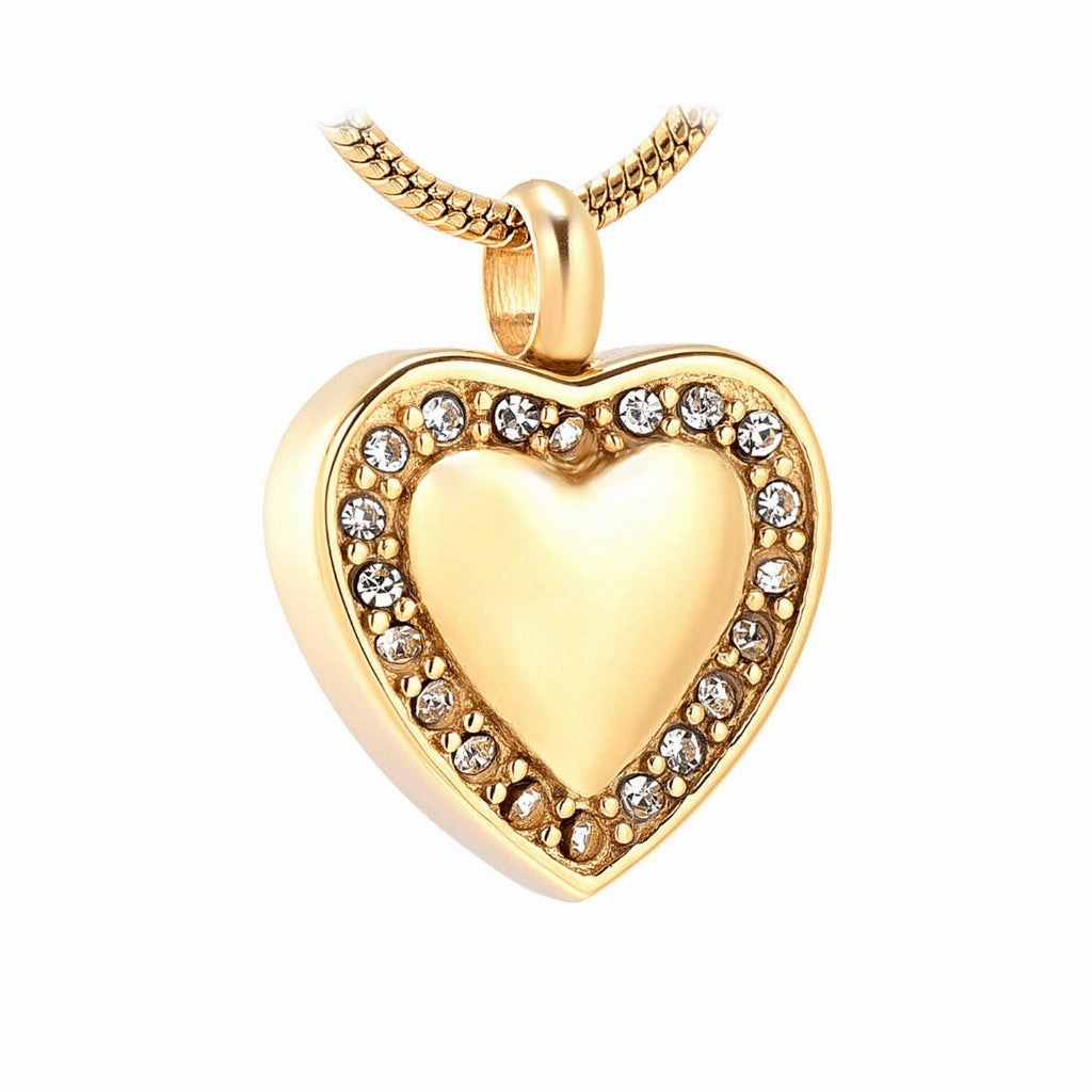 J-754- Heart with Rhinestones - Pendant with Chain