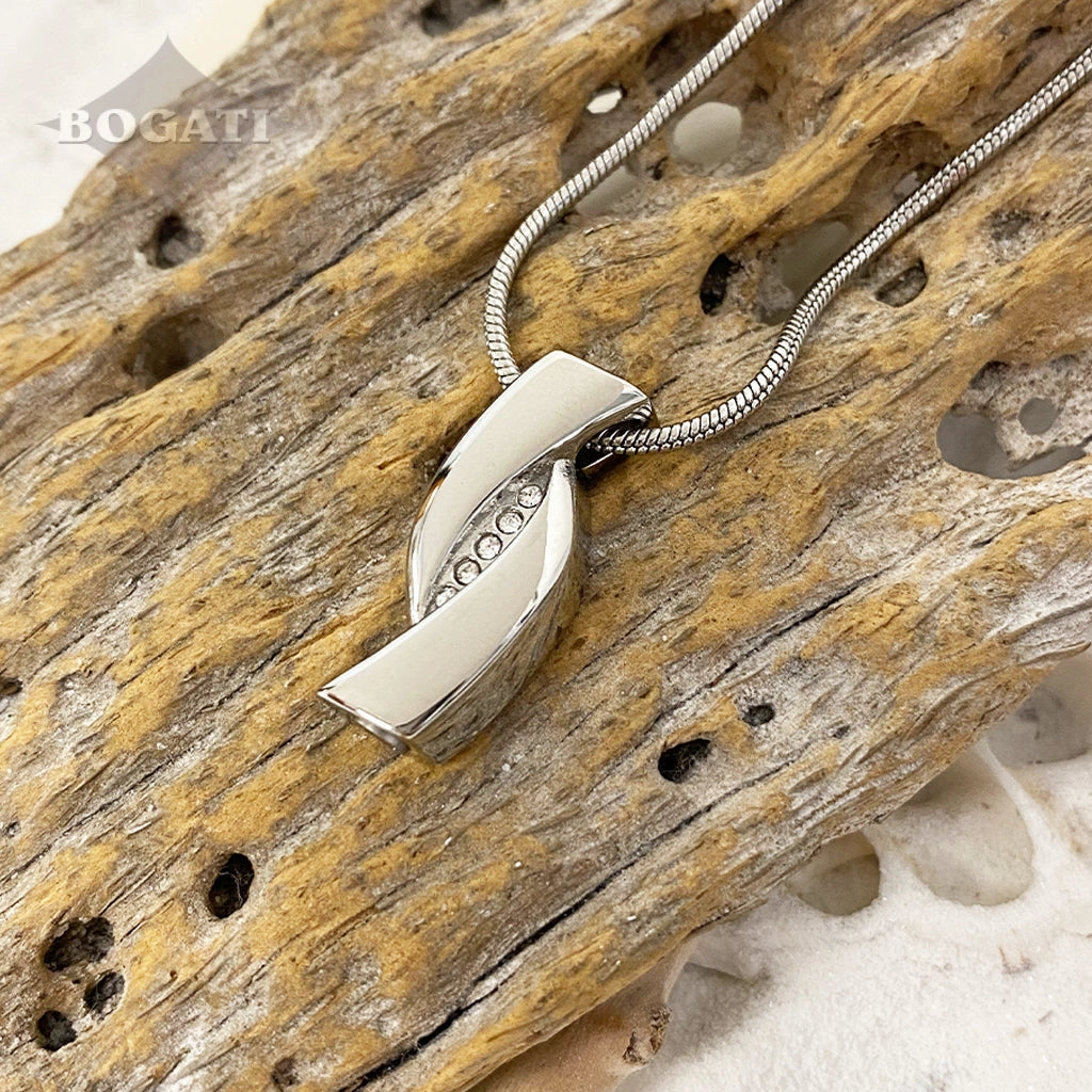 J-996 - Infinity Ribbon with Crystals - Pendant with Chain