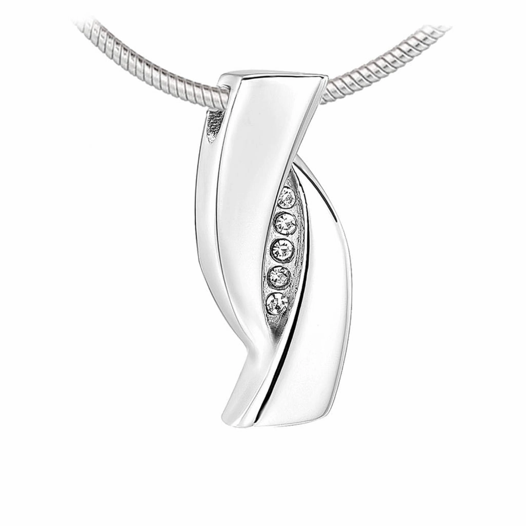 J-996 - Infinity Ribbon with Crystals - Pendant with Chain