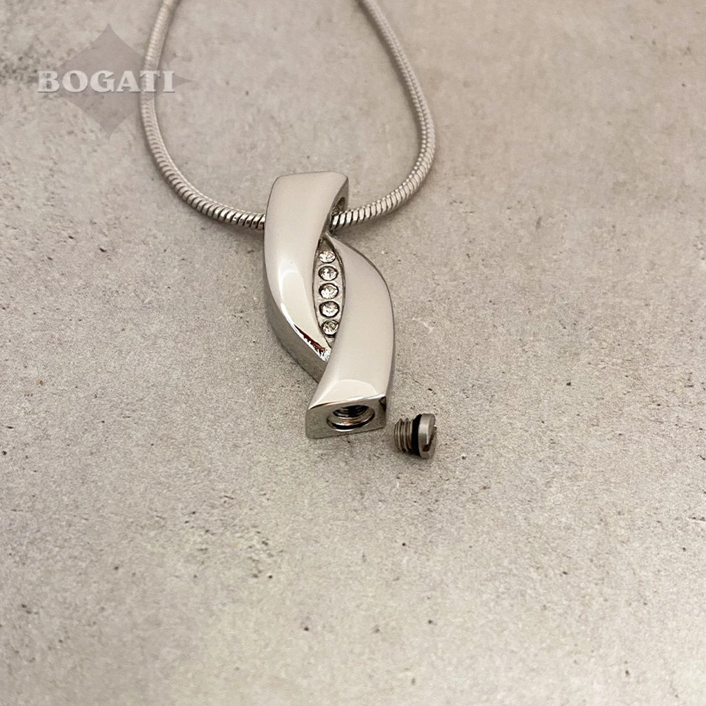 J-996 - Infinity Ribbon with Crystals - Pendant with Chain