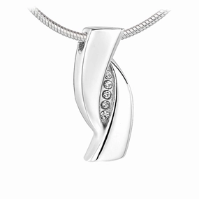 J-996 - Infinity Ribbon with Crystals - Pendant with Chain