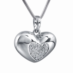 Jeweled Heart Cremation Pendant In Sterling Silver