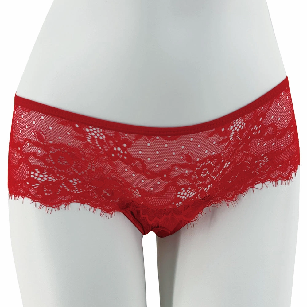 JSY Crotchless Sheer Lace & Tie-Up Ribbon Bow Thong