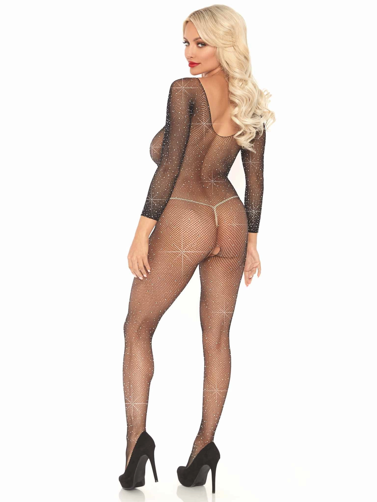 Leg Avenue Fishnet Rhinestone Crotchless Bodystocking