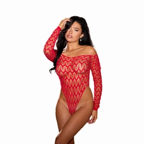 Long Sleeve Geometric Teddy Bodystocking
