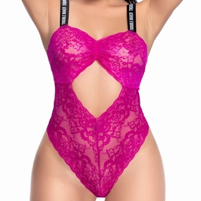 Mapale Trouble Maker Sheer Lace Cutout Bodysuit