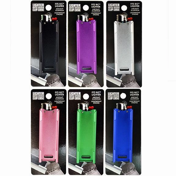 Metal Lighter Clip Case with Bottle Opener - 12 Pieces Per Retail Ready Display 23816