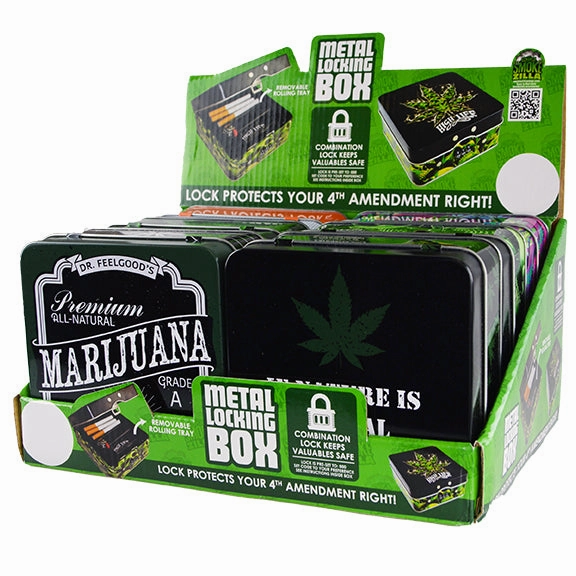 Metal Storage Box with Lock and Roll Tray - 6 Pieces Per Retail Ready Display 30016