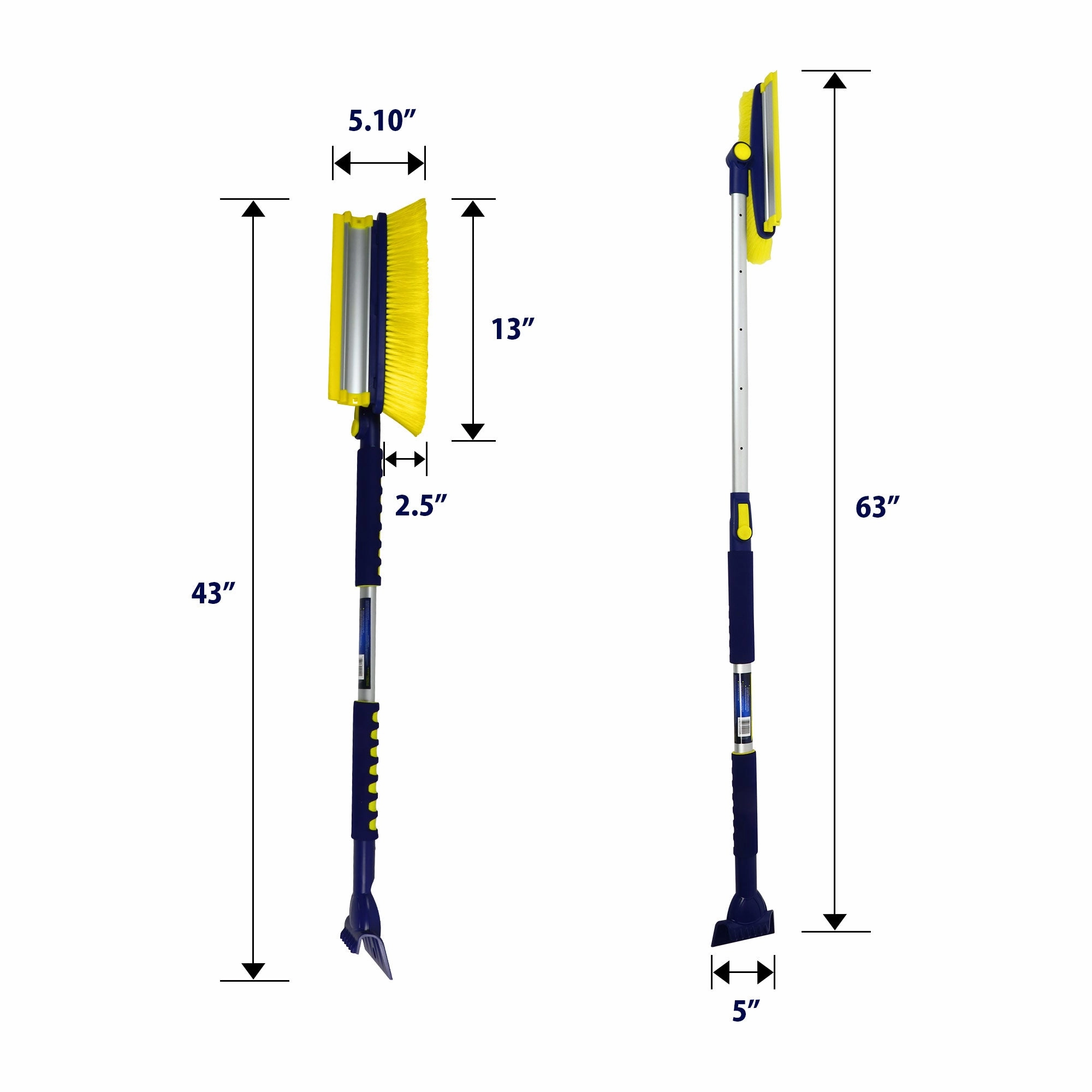 Michelin Ultra Duty Extendable 43-63" Snow Brush for Trucks XL Swivel Head, Squeegee, Ice Scraper, Ergonomic, Scratch Free Auto Window Snowbrush, Windshield Broom for Car, SUV