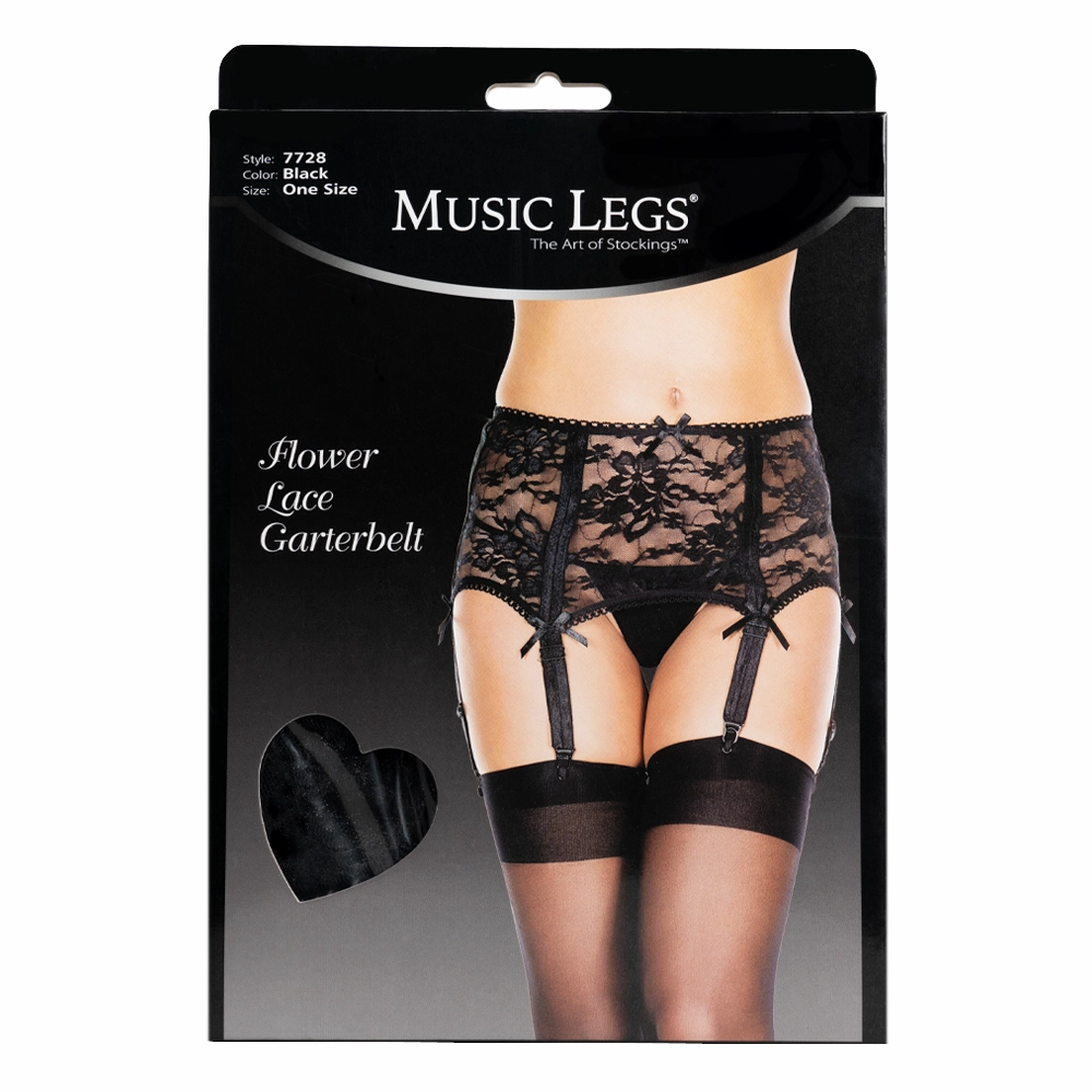 Music Legs Sheer Floral Lace Garter Belt