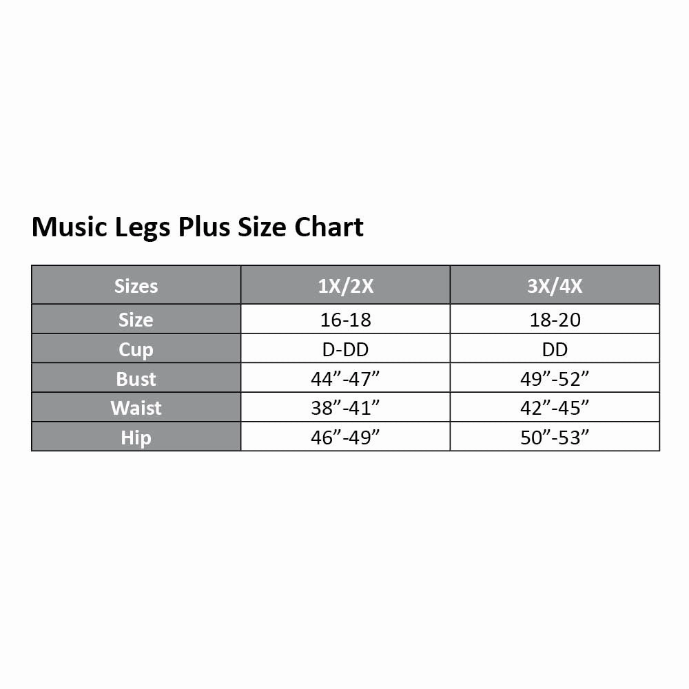 Music Legs Sheer Lace Trim Crotchless Bodystocking - Curvy