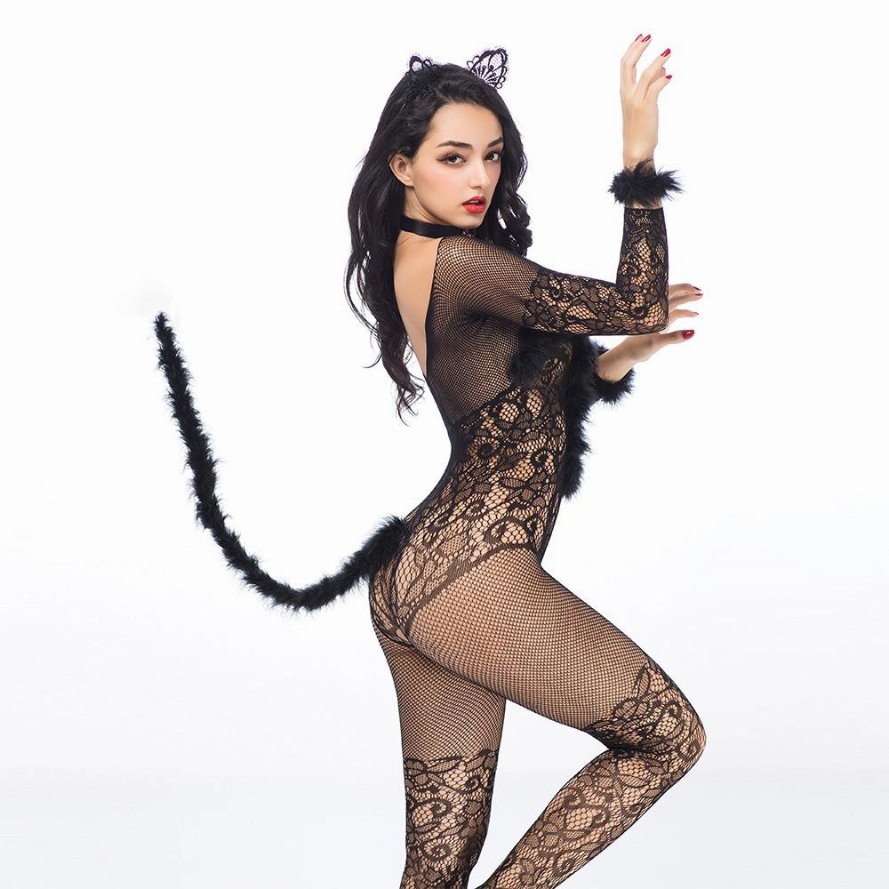 Naughty Kitten Lingerie Bodystocking Costume