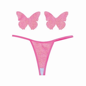 Neva Nude - Naughty Knix Bella Rosa Shimmer G String and Pasties Nipple Covers Set O/S (Soft Pink)