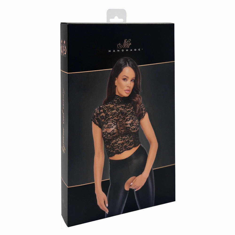 Noir Handmade Essence Sheer Lace Mock Neck Top