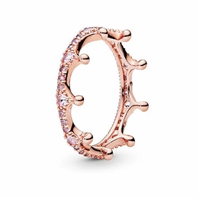 Pandora Pink Sparkling Crown Ring in Roségold mit 14 Karat rosévergoldete Metalllegierung und Cubic Zirkonia Moments Collection. Größe 58