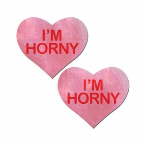 Pastease - I'm Horny Heart Pasties Nipple Covers (Pink)