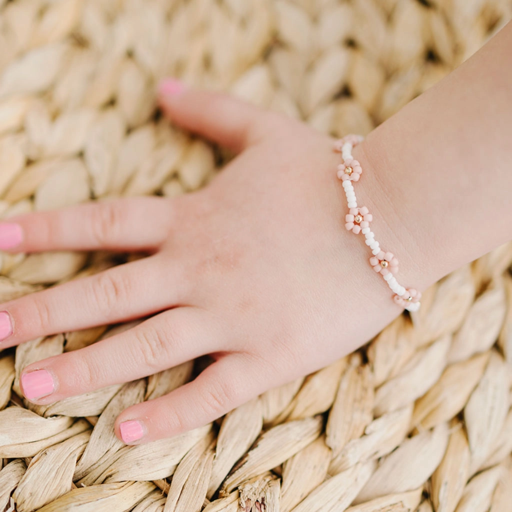Petal Pink Flower Bracelet - Gold
