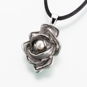 Pewter Rose w/Pearl Pendant