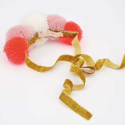 Pink Pompom Crown