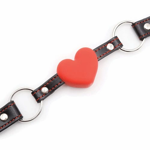 Plesur - Heart Silicone Ball Gag with Red Heart (Black)