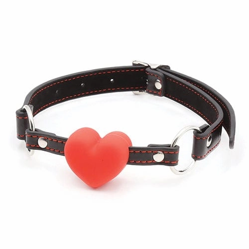 Plesur - Heart Silicone Ball Gag with Red Heart (Black)