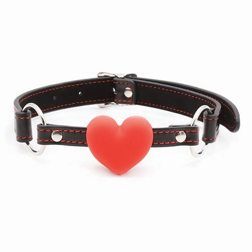 Plesur - Heart Silicone Ball Gag with Red Heart (Black)
