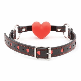 Plesur - Heart Silicone Ball Gag with Red Heart (Black)