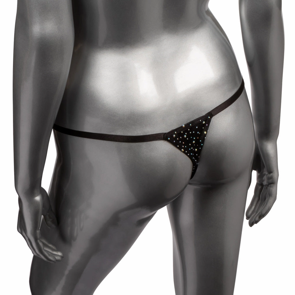 Radiance Crotchless Rhinestone Mesh Thong - Curvy