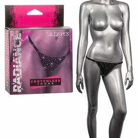 Radiance CROTCHLESS THONG with Sparkling Rhinestones Black One Size